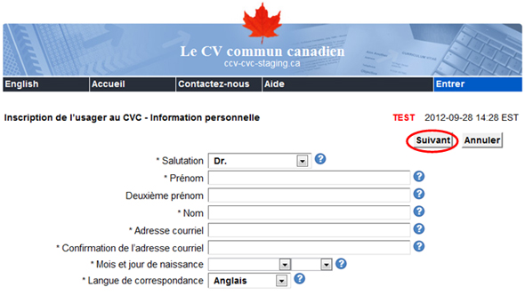 écran information personnelle